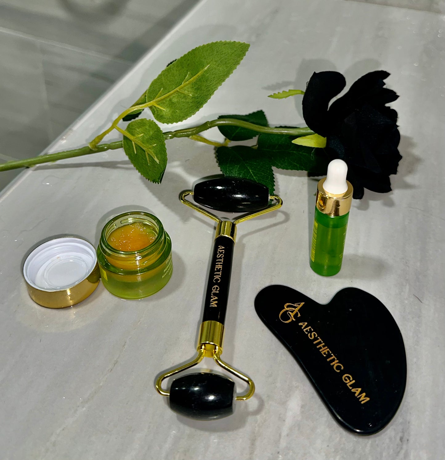 Facial Massage Roller and Gua Sha Set